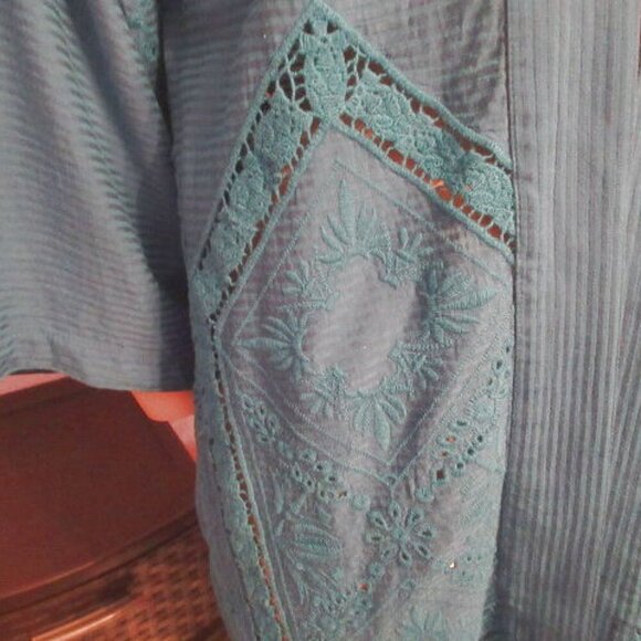 Soft Surroundings Turkish Tile Nightingale Cardigan Size M Embroidered Eyelet - Picture 5 of 12